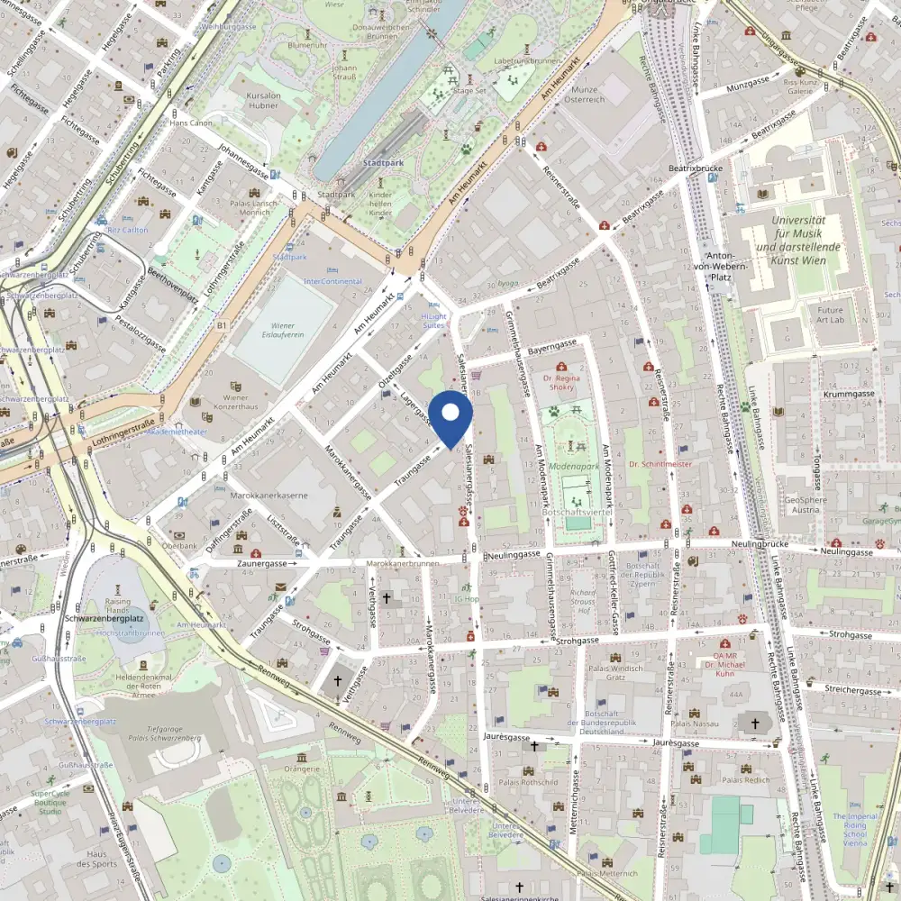 Kartenausschnitt: Traungasse 1, 1030 Wien